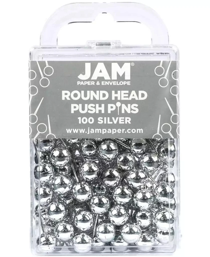 商品JAM Paper|Colorful Push Pins - Round Head Map Thumb Tacks - Pushpins - 100 Per Pack,价格¥90,第1张图片