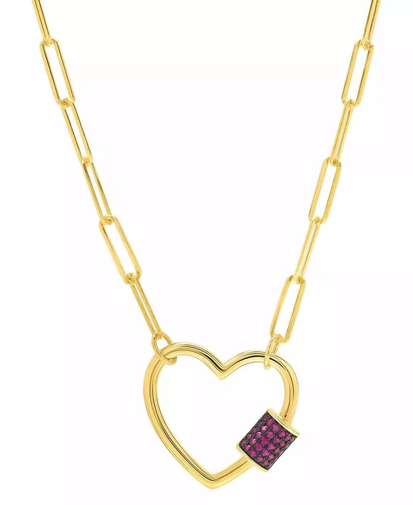 商品Macy's|Lab-Grown Pink Sapphire Cylindrical Cluster 18" Pendant Necklace (1/3 ct. t.w.) in 14k Gold-Plated Sterling Silver,价格¥187,第1张图片