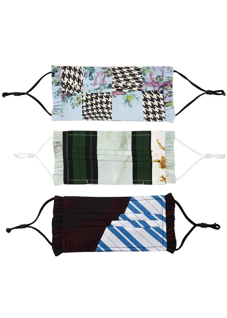 商品Ganni|Heather printed cotton face masks - set of three,价格¥90,第1张图片