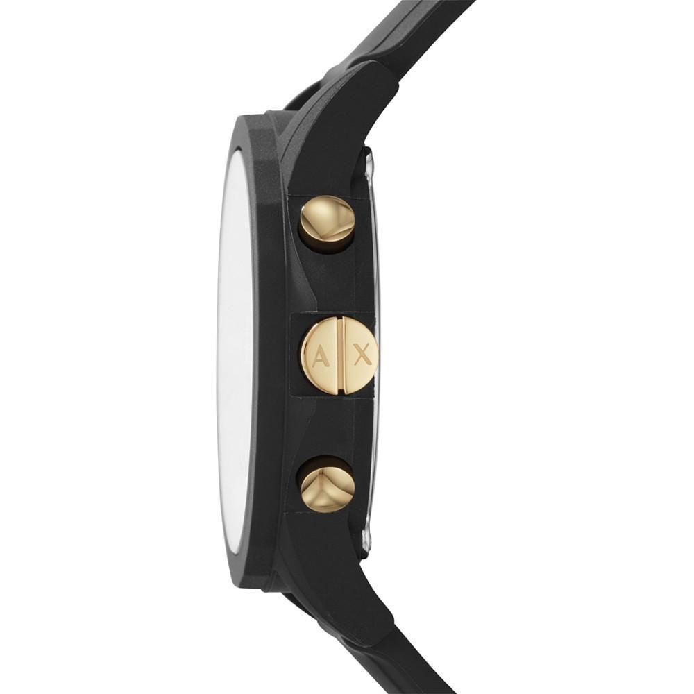 商品Armani Exchange|Men's Chronograph  Black Silicone Strap Watch 45mm Gift Set,价格¥822,第4张图片详细描述