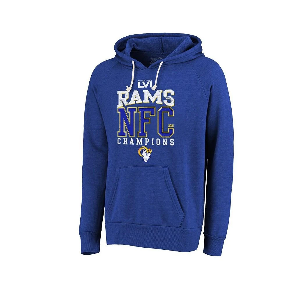 商品Majestic|Men's Threads Royal Los Angeles Rams 2021 NFC Champions Get Big Pullover Hoodie,价格¥469,第2张图片详细描述