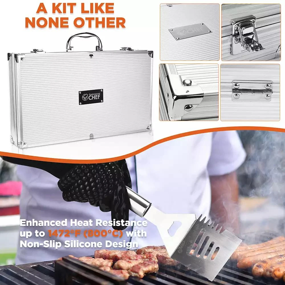 Premium 25 Piece Stainless Steel Barbeque Grill Tool Set with Aluminum Hard Case 商品