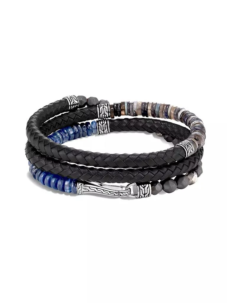 商品John Hardy|Chain Collection Multi-Stone, Sterling Silver & Leather Wrap Bracelet,价格¥6375,第1张图片