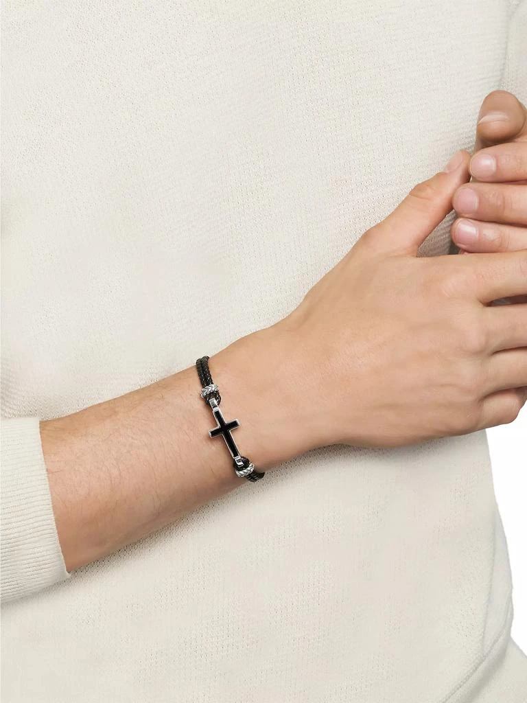 Exotic Stone Cross Bracelet in Black Leather 商品