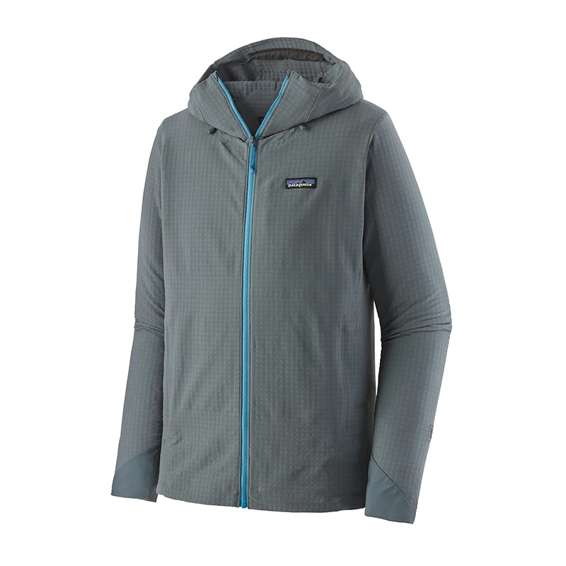 商品Patagonia|Patagonia/巴塔哥尼亚 男士羽毛灰色涤纶混纺徽标拉链连帽杉,价格¥2122,第1张图片