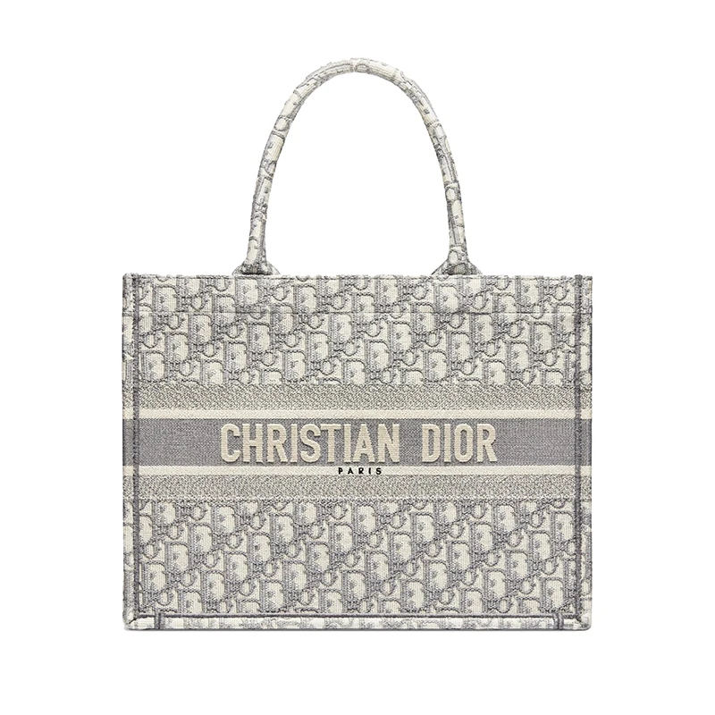 商品Dior|DIOR/迪奥 BOOK TOTE系列 小号灰色帆布老花刺绣提纹手提托特包 ,价格¥21703,第1张图片