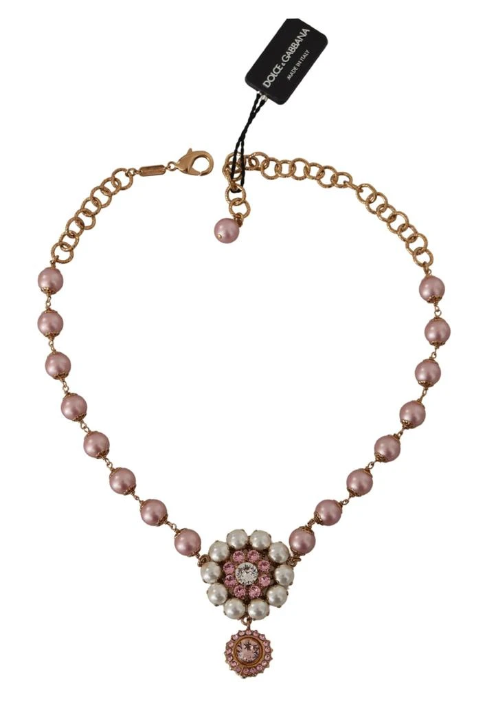 商品Dolce & Gabbana|Dolce & Gabbana Gold Brass Crystal Pink Faux Pearl Pendants Necklace,价格¥3446,第4张图片详细描述