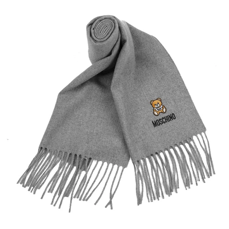 MOSCHINO 女士灰色小熊流苏围巾 50124-M5293-014 商品