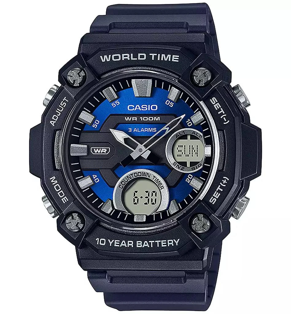 商品Casio|Men's Analog Digital Black Resin Strap Watch 48mm,价格¥423,第1张图片