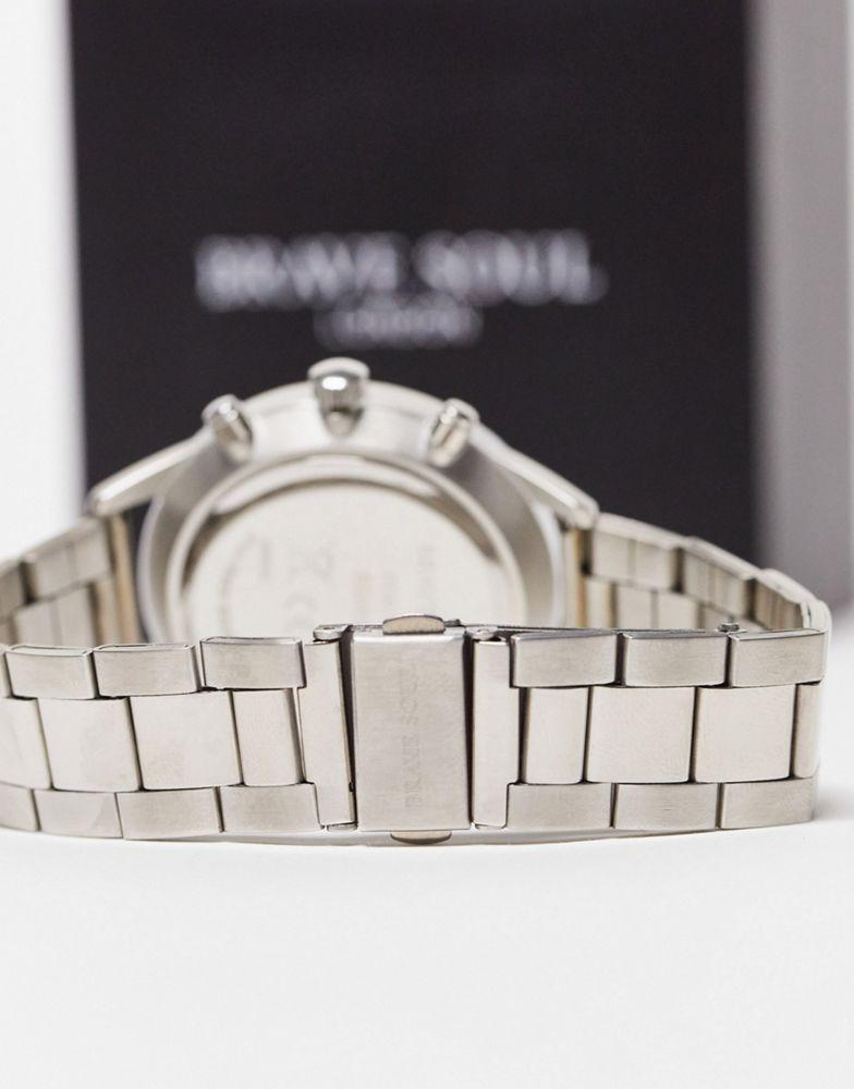 商品Brave Soul|Brave Soul multi-dial chunky strap watch in silver and blue,价格¥166,第4张图片详细描述