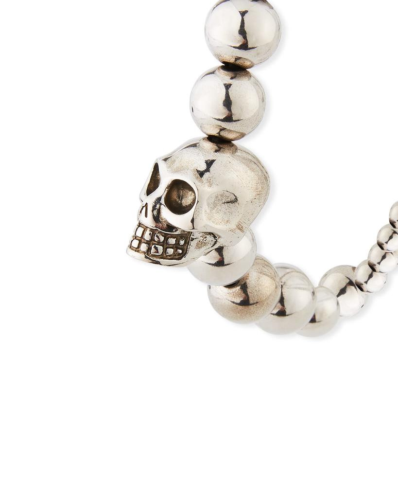 Men's Skull Bead Bracelet, Silver商品第2张图片规格展示