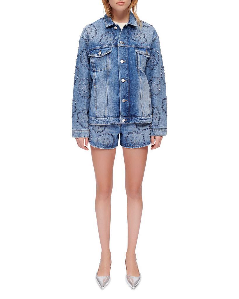 商品Maje|Marin Embellished Denim Jacket,价格¥1627,第1张图片