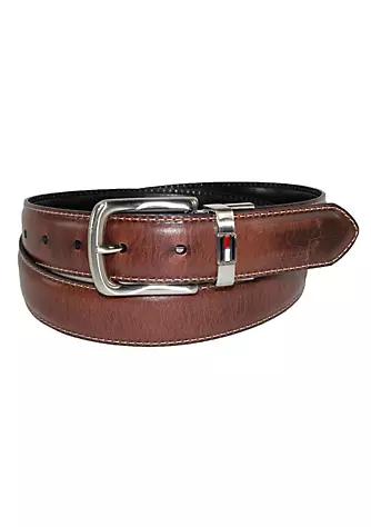 Men's Leather Reversible Belt with Flag Logo商品第1张图片规格展示