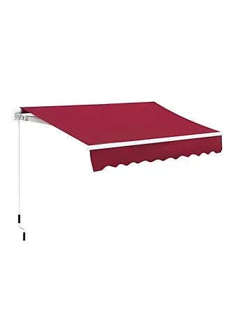 商品Outsunny|8 X 7 Patio Retractable Awning Manual Exterior Sun Shade Deck Window Cover Wine Red,价格¥1595,第1张图片