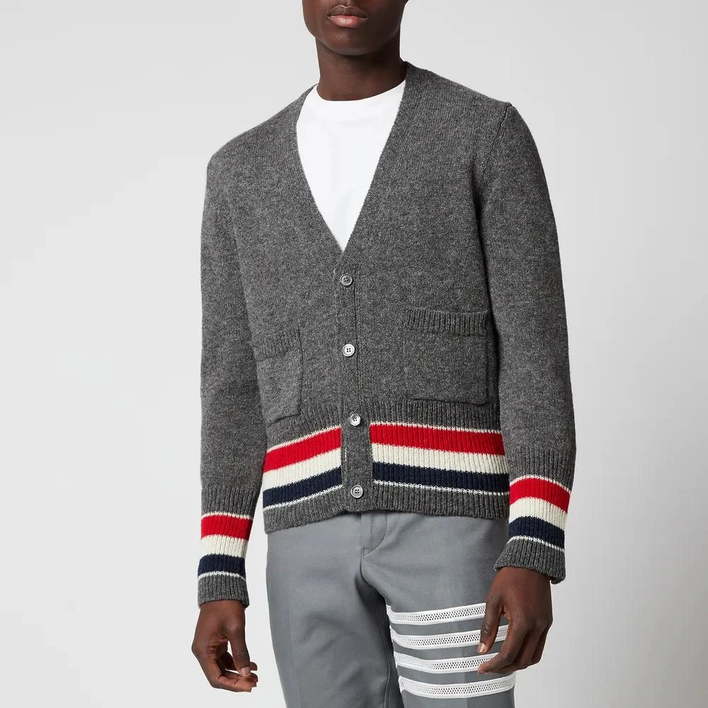 商品Thom Browne|Thom Browne Men's Tricolour Stripe Shetland Wool Classic V-Neck Cardigan,价格¥4733,第1张图片