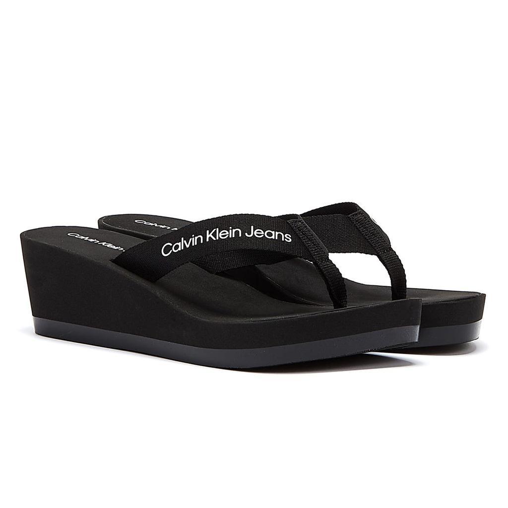 商品Calvin Klein|Calvin Klein Jeans Beach Sandal Monogram TPU Womens Black Flip Flops,价格¥448,第1张图片