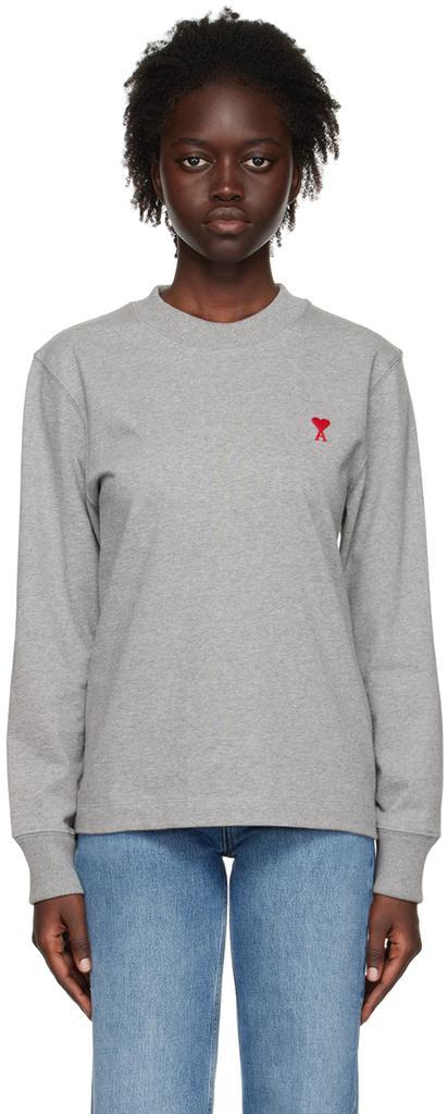 商品AMI|Gray Ami De Cœur Long Sleeve T-Shirt,价格¥649,第1张图片