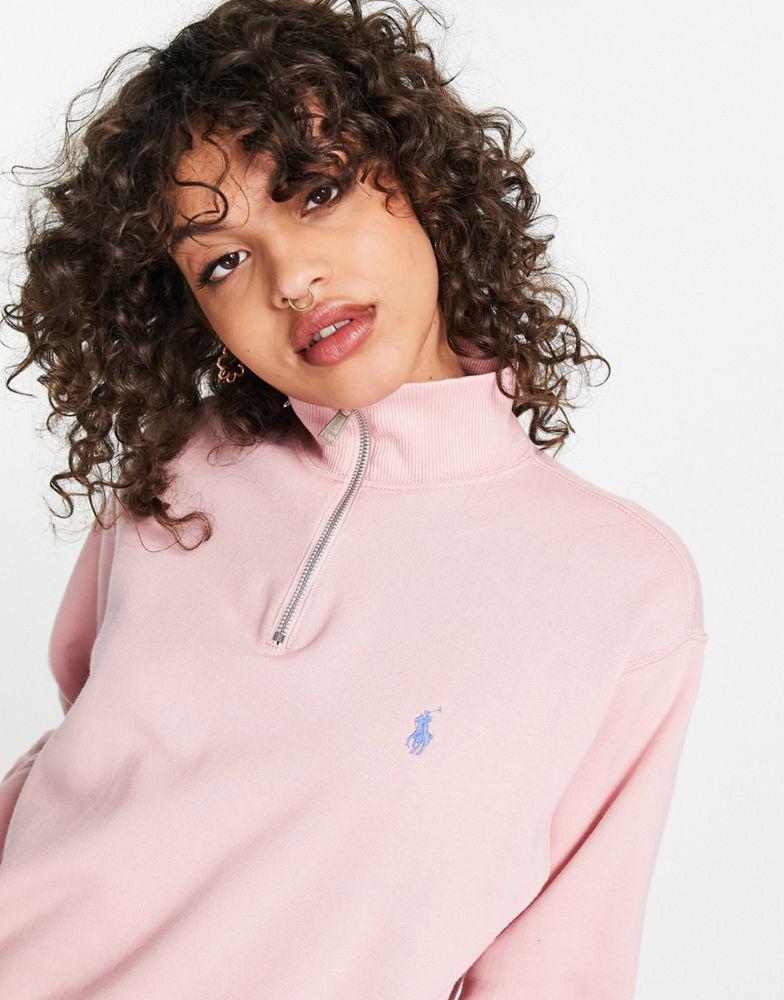 Polo Ralph Lauren half zip long sleeve sweatshirt in pink商品第3张图片规格展示