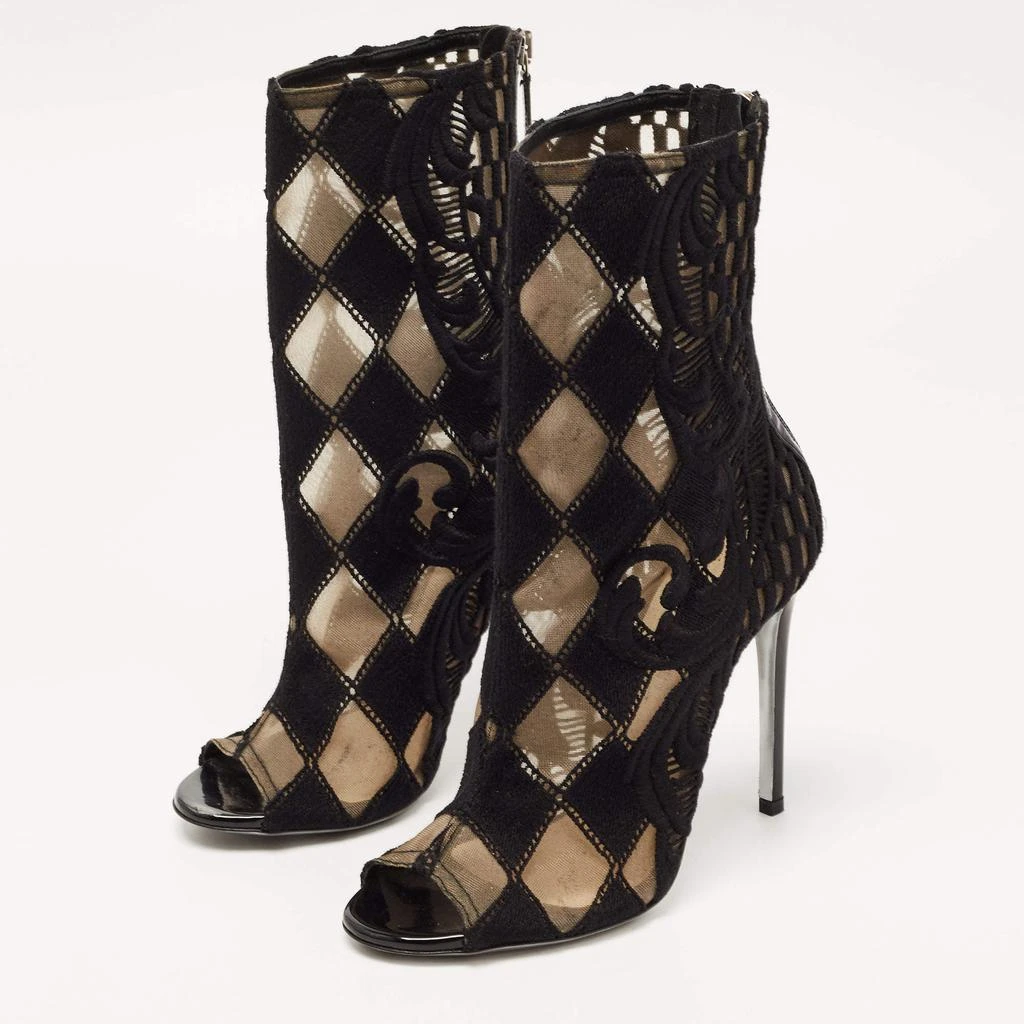 商品[二手商品] Balmain|Balmain Black Mesh and Fabric Ankle Boots Size 38,价格¥1655,第2张图片详细描述