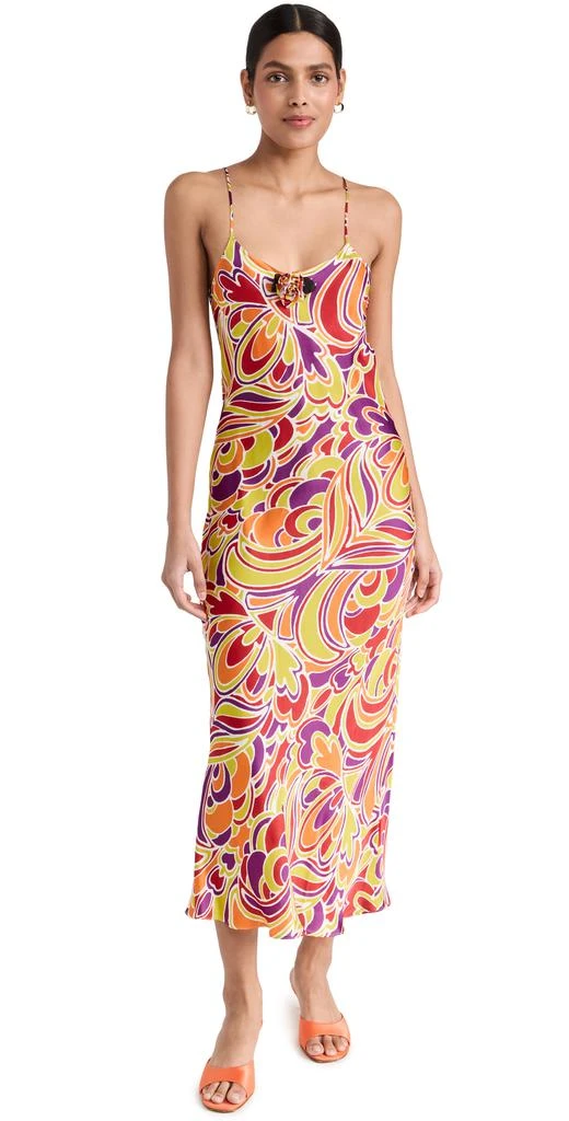 商品Rodarte|Rodarte 红色和橙色多色印花斜纹衬裙,价格¥7107,第1张图片