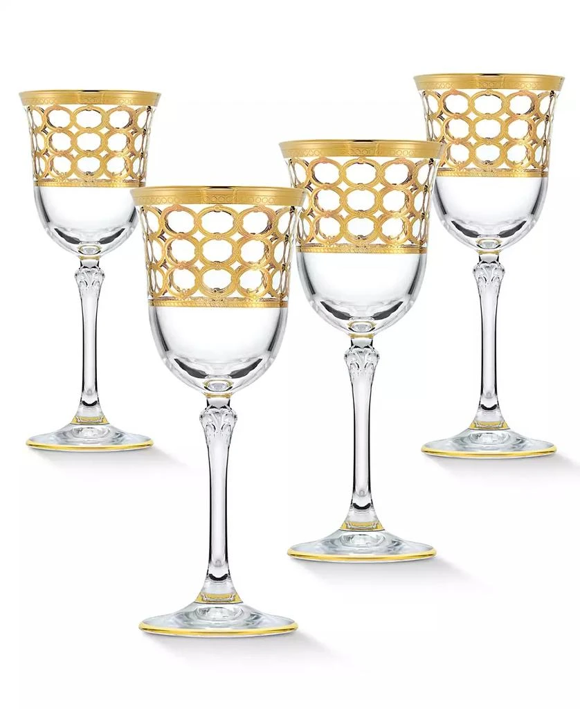 商品Lorren Home Trends|4 Piece Infinity Gold Ring Red Wine Goblet Set,价格¥525,第1张图片