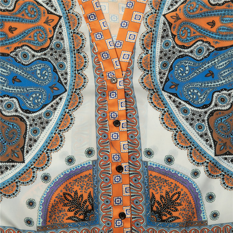 SANDRO 女士橘色印花粘胶纤维连衣裙 R130043P-MULTI商品第3张图片规格展示