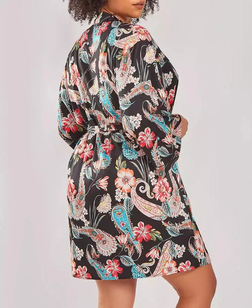 商品iCollection|Plus Size Silky Soft Short Printed Robe,价格¥592,第2张图片详细描述