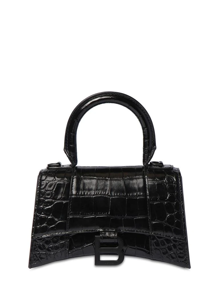 商品Balenciaga|Xs Hourglass Croc Embossed Leather Bag,价格¥21303,第1张图片