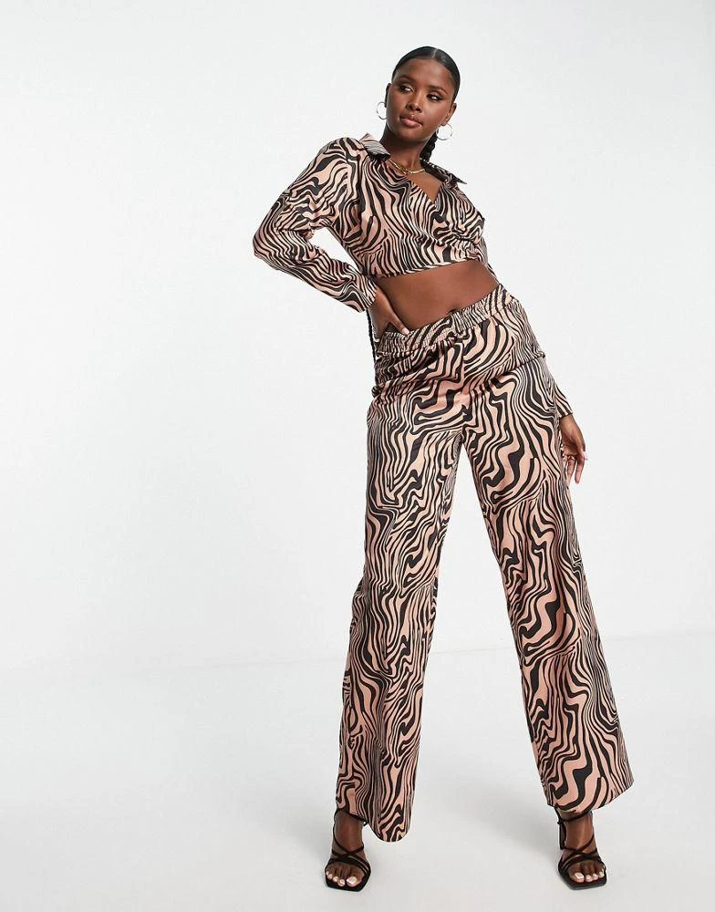 商品ASOS|ASOS DESIGN satin shirt zebra print co-ord,价格¥96,第4张图片详细描述