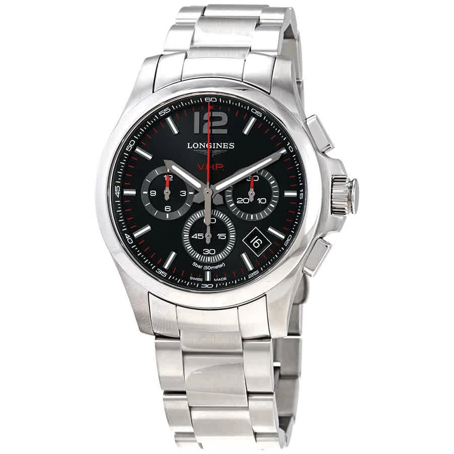 商品Longines|Conquest V.H.P. Perpetual Chronograph Quartz Black Dial Men's Watch L37174566,价格¥9796,第1张图片