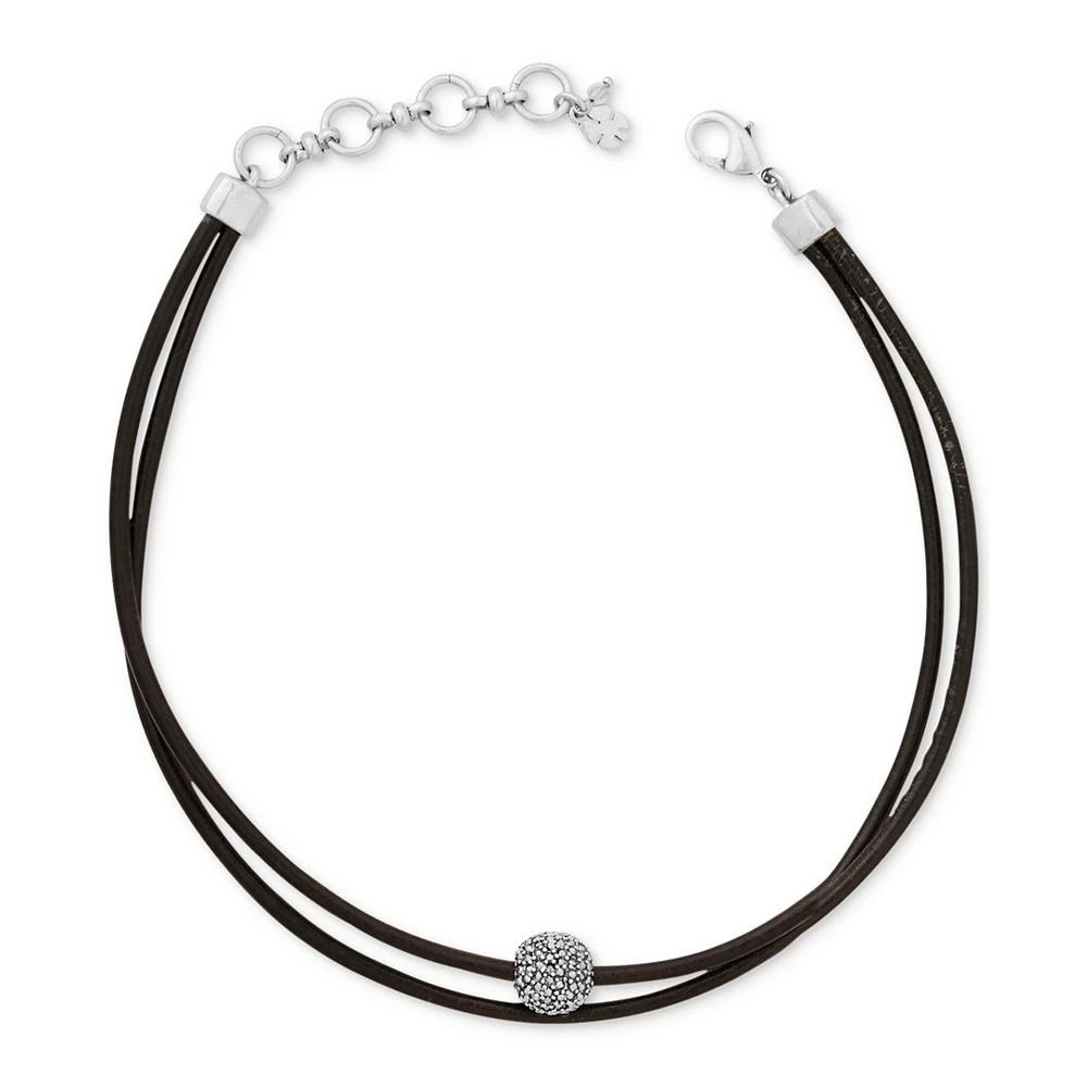 商品Lucky Brand|Silver-Tone Black Leather Crystal Choker Necklace,价格¥212,第1张图片