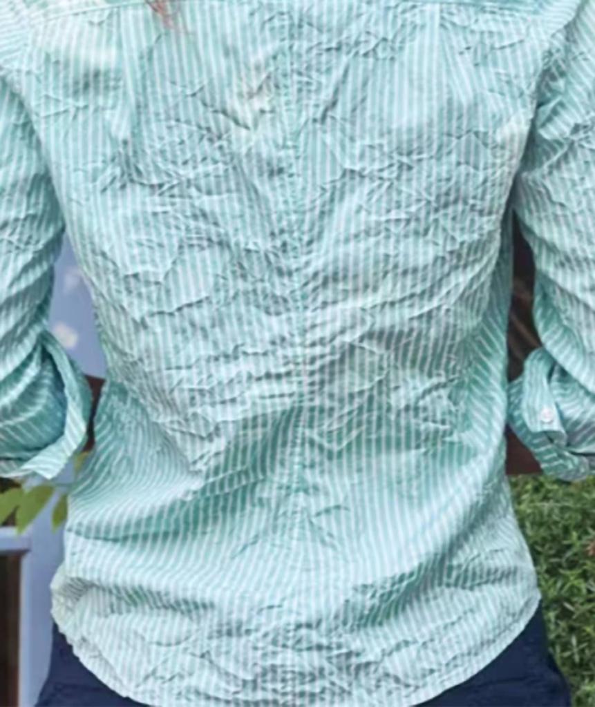 "Barry" Button Up Shirt in Green Multi Stripe商品第2张图片规格展示
