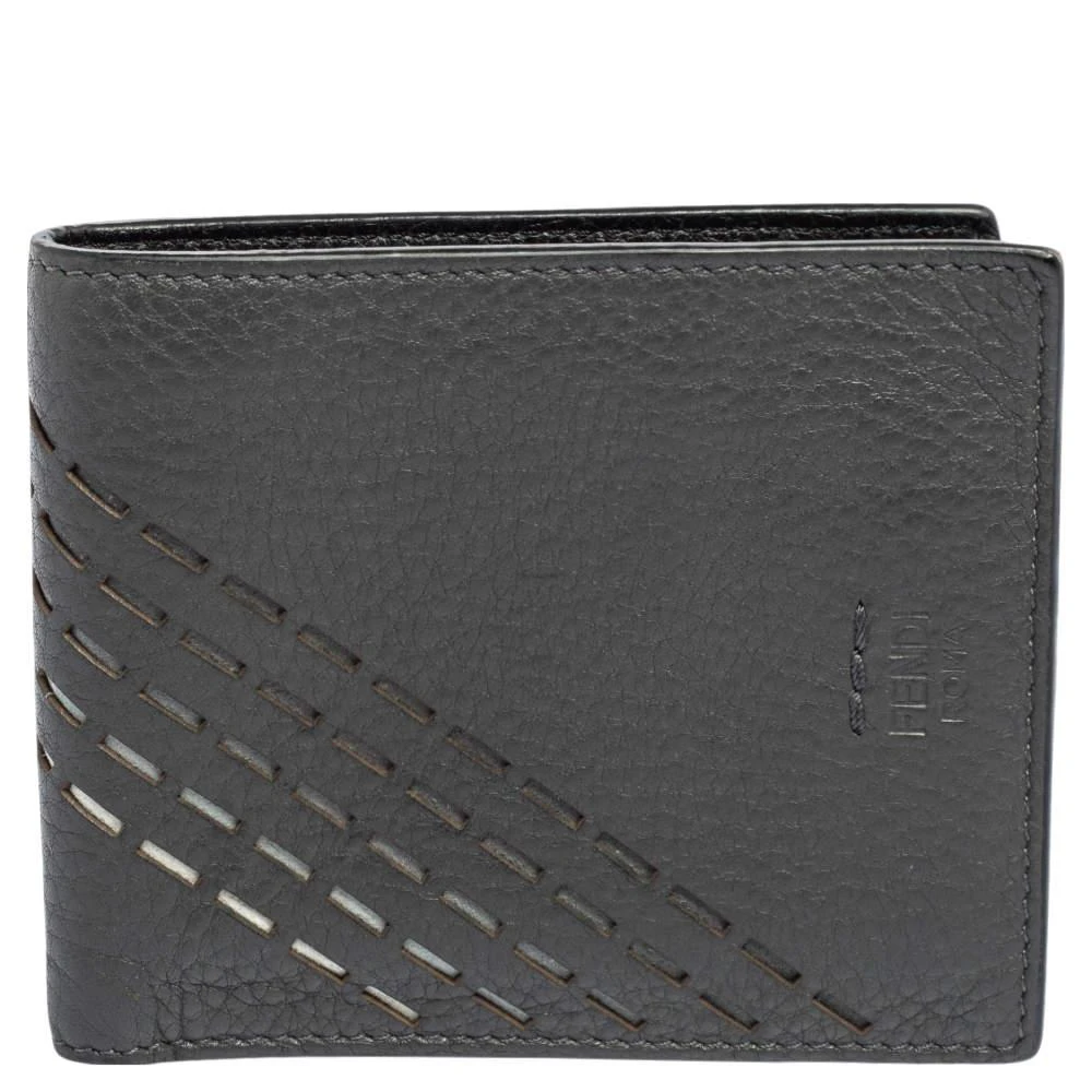 商品[二手商品] Fendi|Fendi Grey Leather Cut Out Bifold Wallet,价格¥1040,第1张图片
