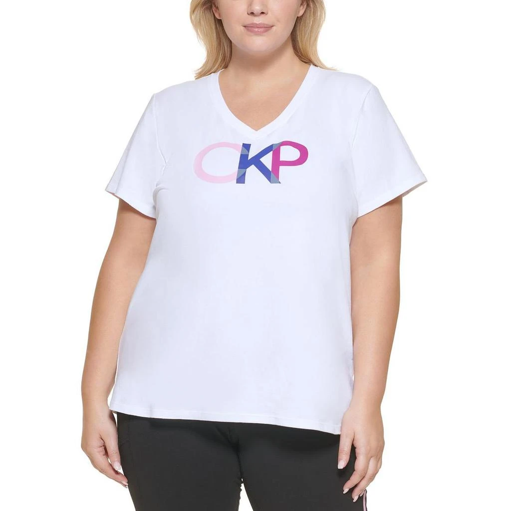 商品Calvin Klein|Calvin Klein Performance Womens Plus Crewneck Knit T-Shirt,价格¥69,第1张图片