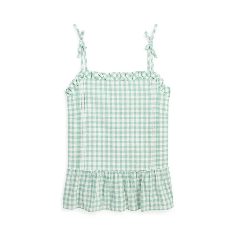 商品Ralph Lauren|Big Girls Gingham Madras Peplum Sleeveless Top,价格¥90,第2张图片详细描述