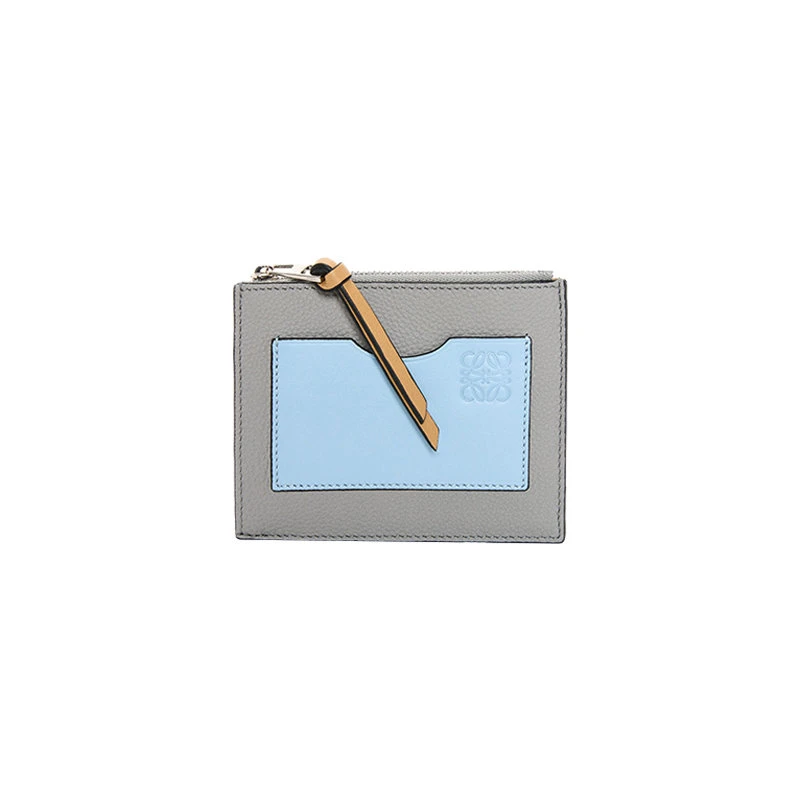商品Loewe|【预售3-7天】罗意威 23新款 女士大号珍珠灰/灰蓝色柔软粒面小牛皮硬币卡夹 C660O37X01-6093,价格¥3199,第1张图片