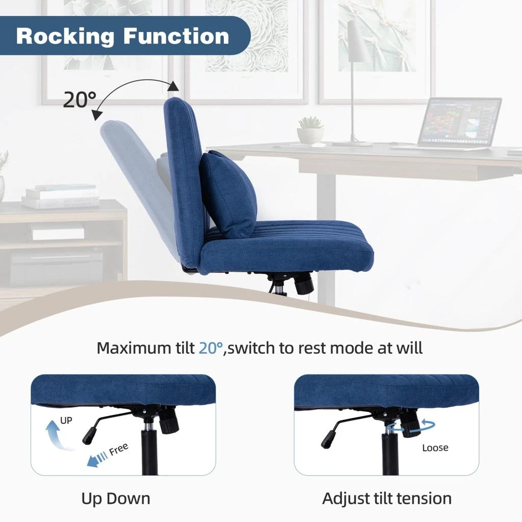 商品Streamdale Furniture|Streamdale Modern Linen Blue Criss Cross Office Chair - Product Details,价格¥1467,第4张图片详细描述