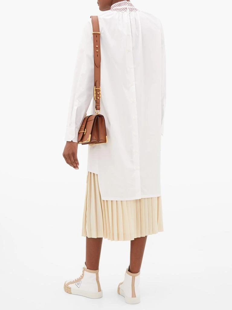 商品Prada|Floral-embroidered cotton-poplin tunic blouse,价格¥5408,第5张图片详细描述
