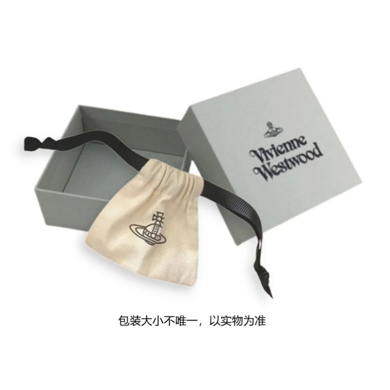 商品[国内直发] Vivienne Westwood|土星元素 立方氧化锆水晶 黄铜 镀铂金 耳环 女款 银色,价格¥1656,第2张图片详细描述
