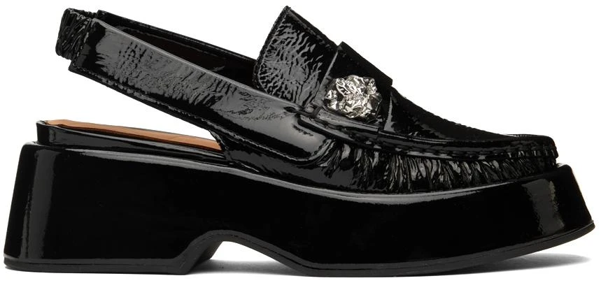 商品Ganni|Black Retro Slingback Platform Loafers,价格¥1173,第1张图片