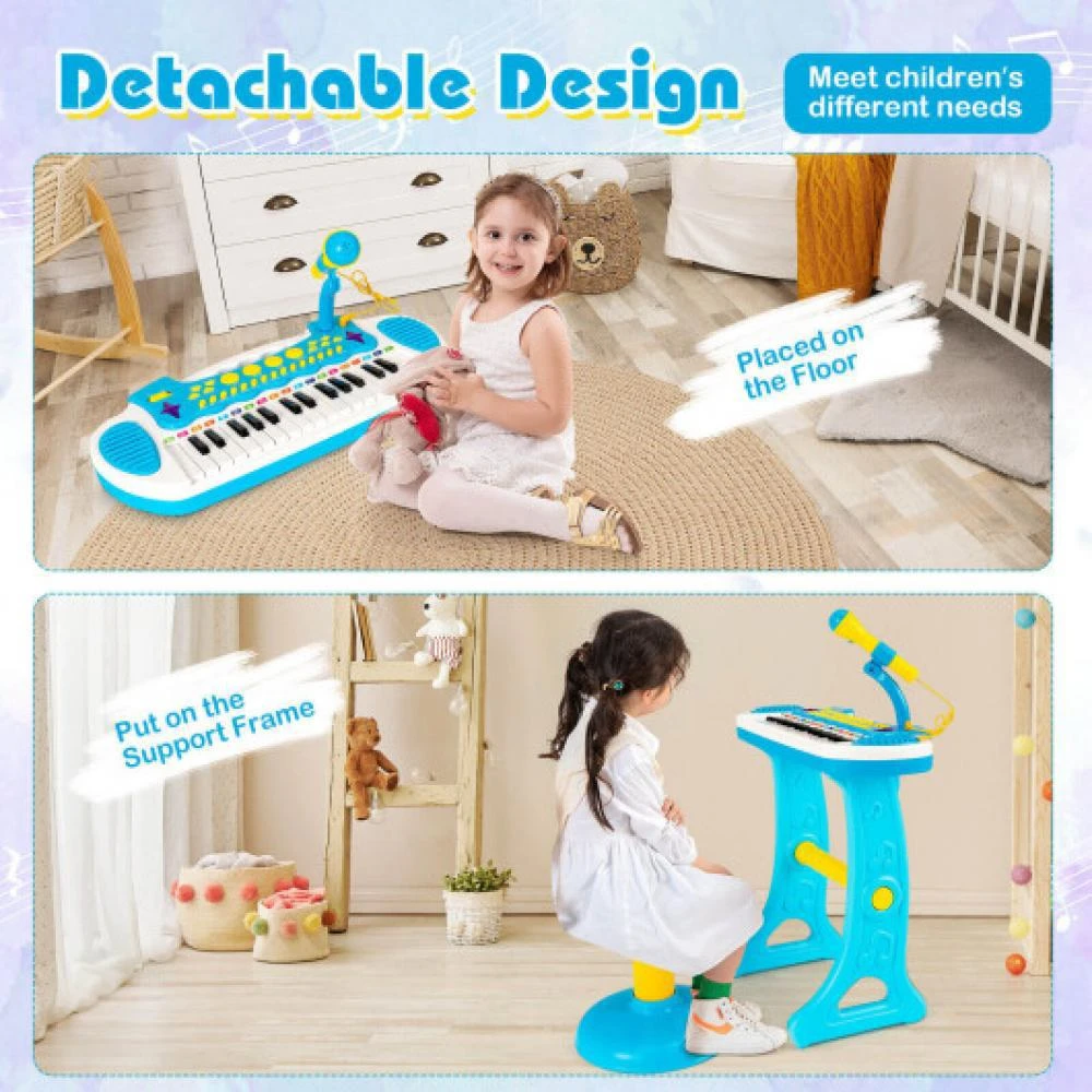 31-Key Kids Piano Keyboard Toy with Microphone and Multiple Sounds for Age 3+-Blue 商品