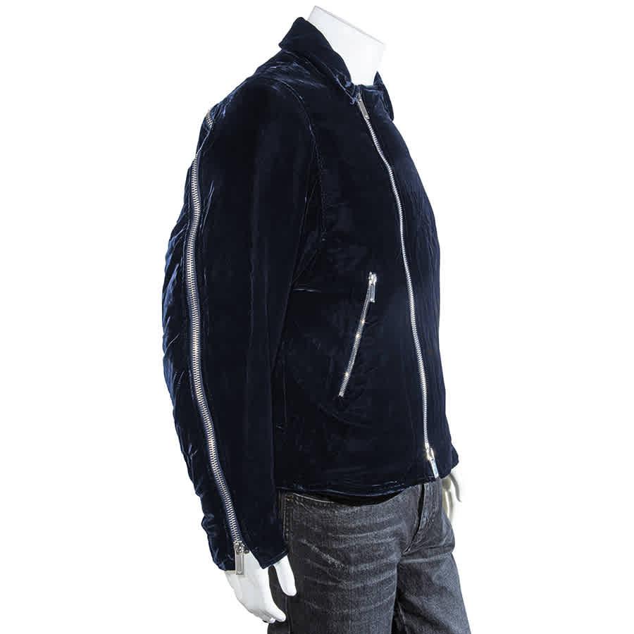 Emporio Armani Mens Navy Velvet Zip Blouson Jacket, Brand Size 48商品第2张图片规格展示