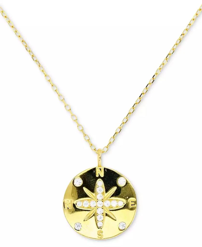 商品Macy's|Cubic Zirconia Sand Dollar Pendant Necklace in 14k Gold-Plated Sterling Silver, 18" +2" extender,价格¥216,第1张图片