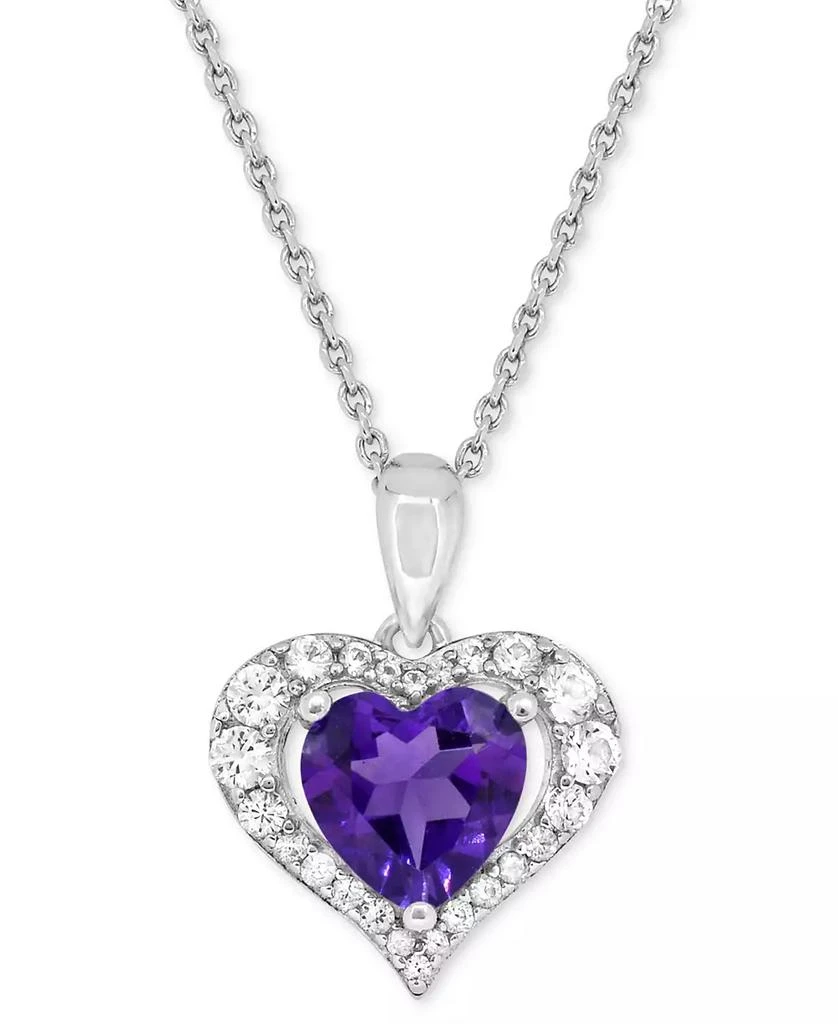 商品Macy's|Lab Grown Ruby 1-7/8 ct. t.w. Lab-created White Sapphire 5/8 ct. t.w. Heart Pendant in Sterling Silver,价格¥642,第1张图片