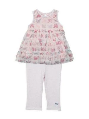 商品Calvin Klein|Baby Girl's 2-Piece Butterfly Print Tunic & Leggings Set,价格¥119,第1张图片