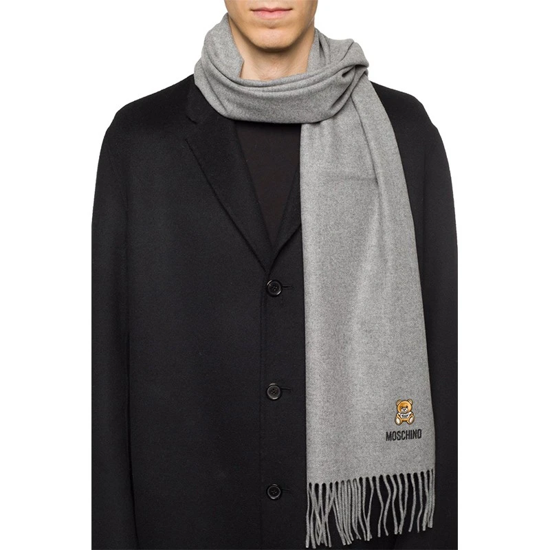 MOSCHINO 女士灰色小熊流苏围巾 50124-M5293-014 商品