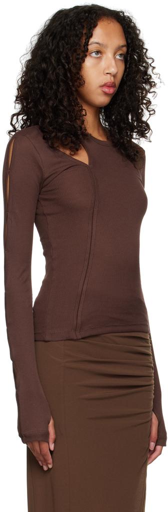 Brown Slash Long Sleeve T-Shirt商品第2张图片规格展示