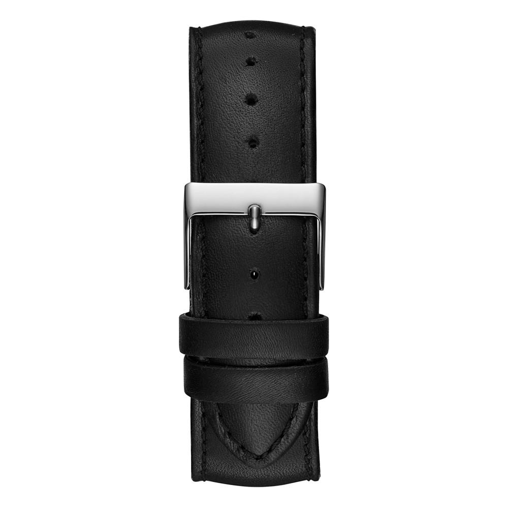 Men's Quartz Silver-Tone Stainless Steel Black Leather Strap Watch 44mm商品第3张图片规格展示