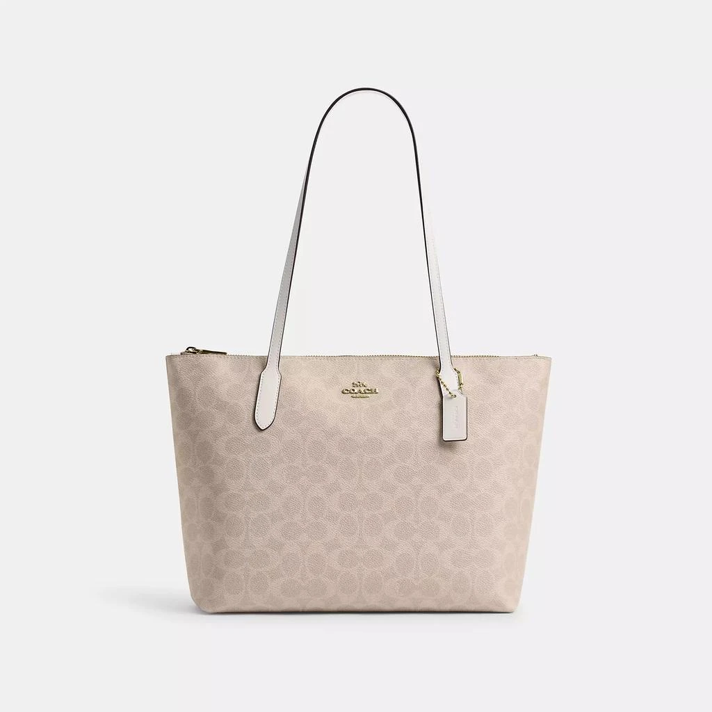 商品Coach|Zip Top Tote Bag In Signature Canvas,价格¥1329,第1张图片