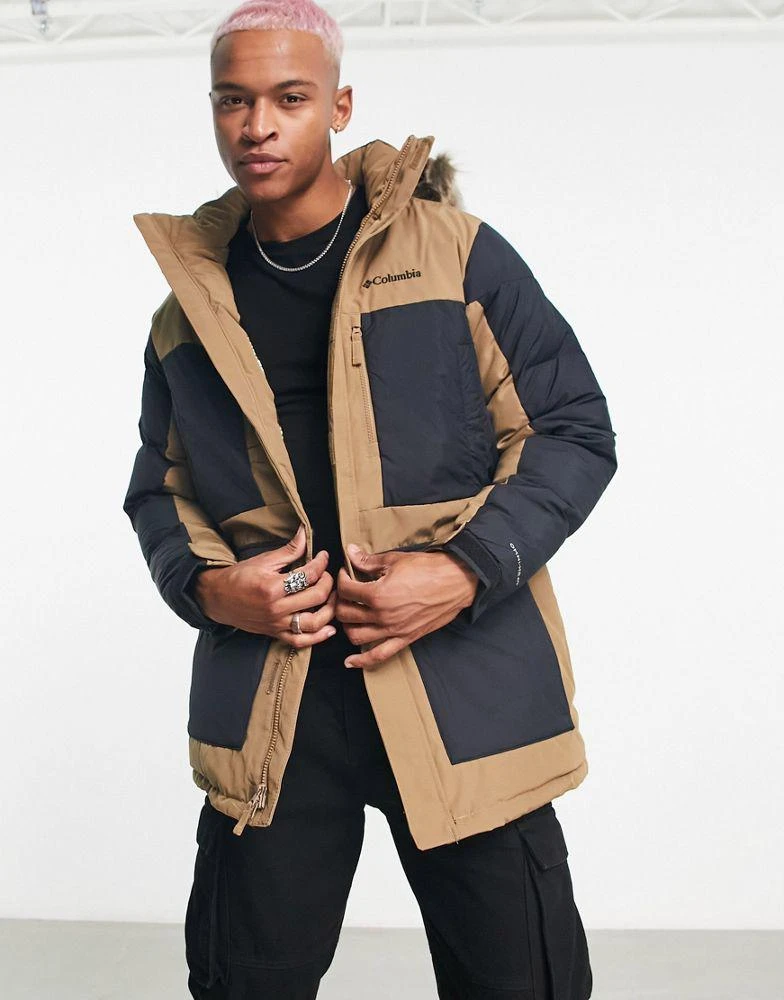 商品Columbia|Columbia Marquam Peak Fusion insulated parka coat in brown and black,价格¥1399,第1张图片